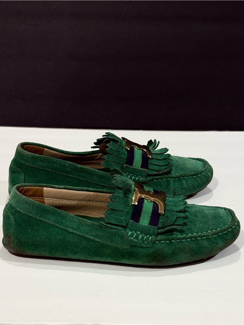 Tory Burch Green Suede Fringe Loafers for women’s, size 8M - Picture 2 of 9